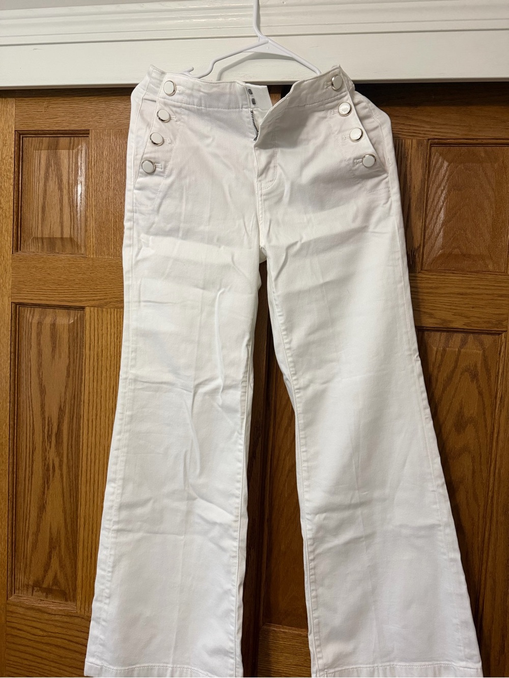 White House Black Market White Wide-Leg Sailor Button Pants
